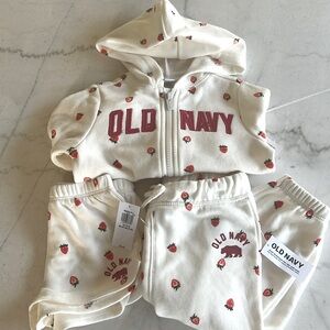 Old navy logo strawberry print hoodie set